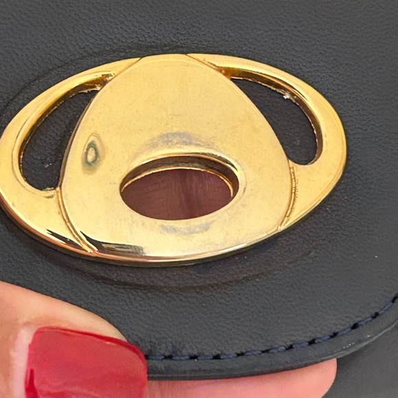 Vintage NAVY Quilted Chain Crossbody Made in France - Picture 11 of 15